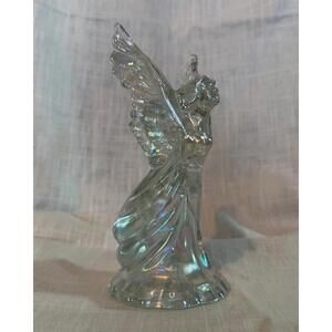 Iridescent Glass Silvestri Angel Taper Candle Holder 7" 1970's